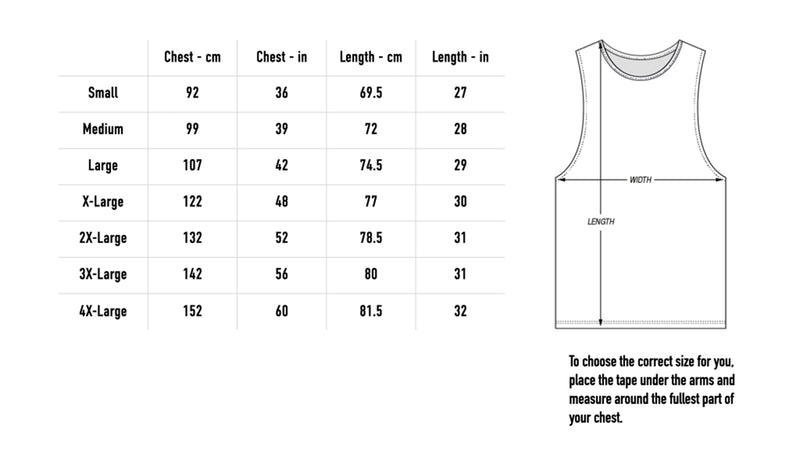 Size chart for Logo Vest - Black