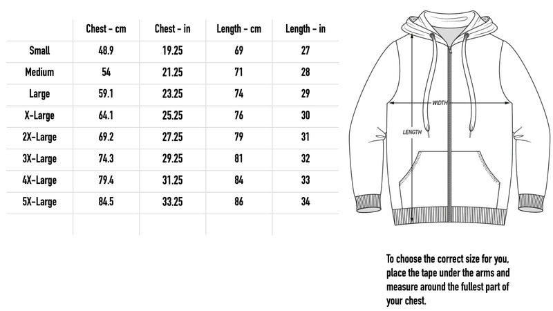 Size chart for Meaning Of I Hoodie - Black